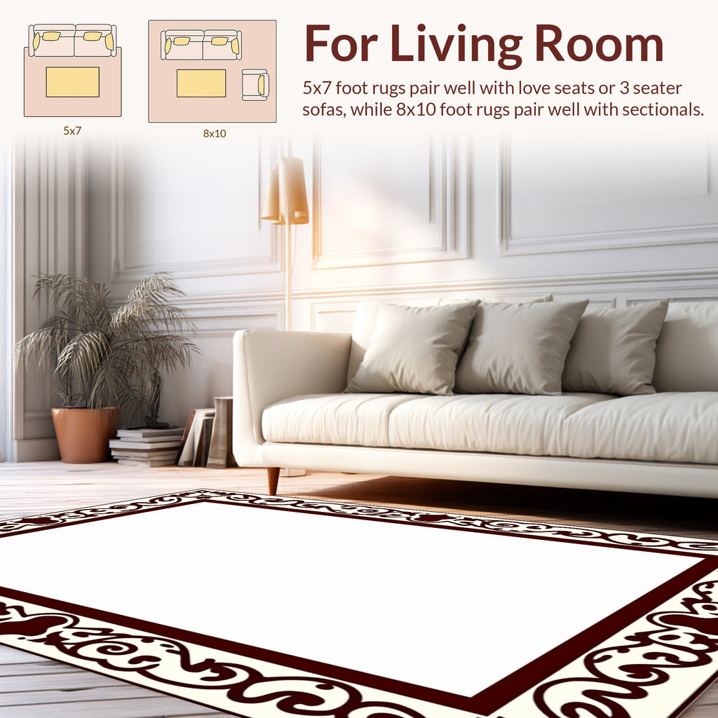 Ornate Floral Border Pattern Design Rug