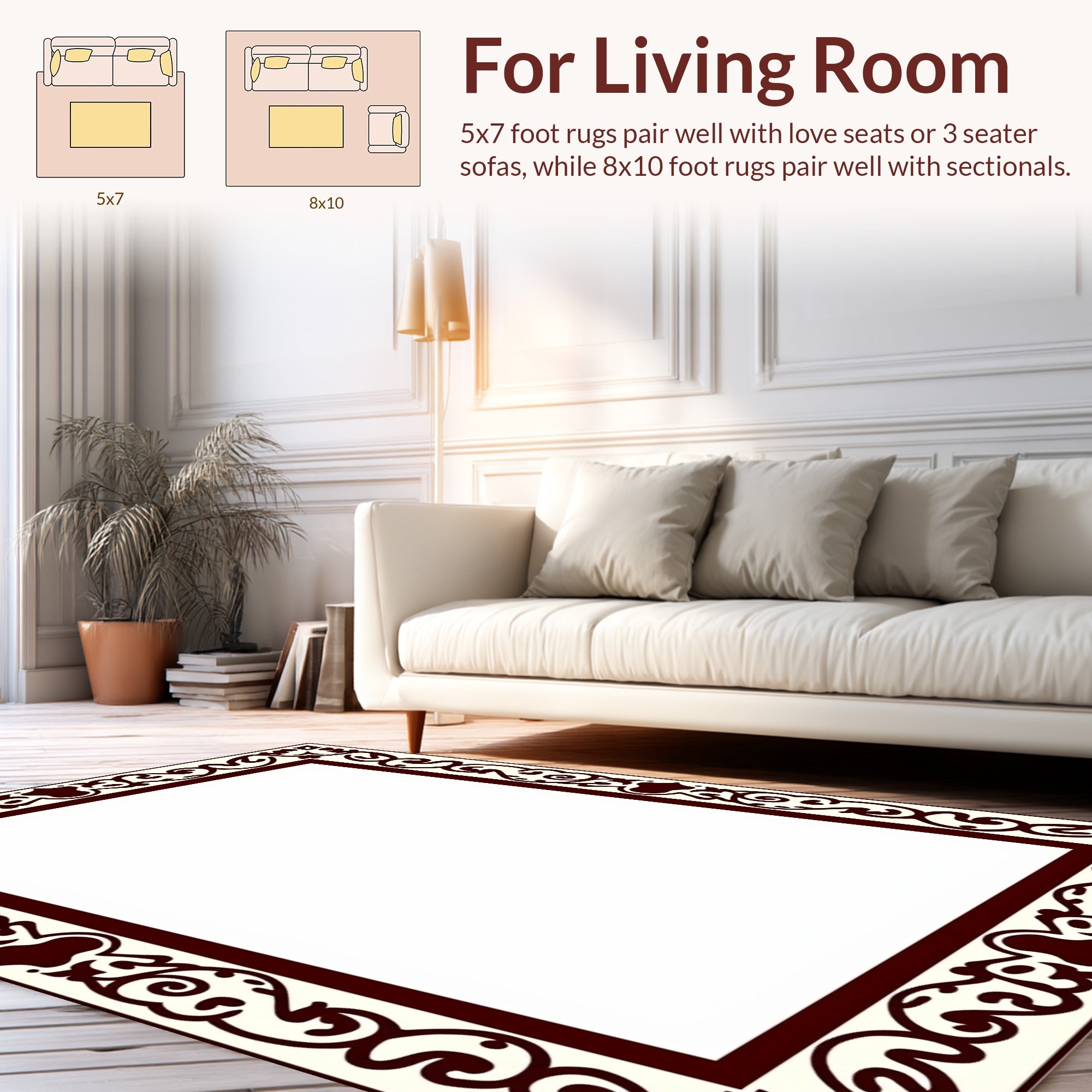 Ornate Floral Border Pattern Design Rug
