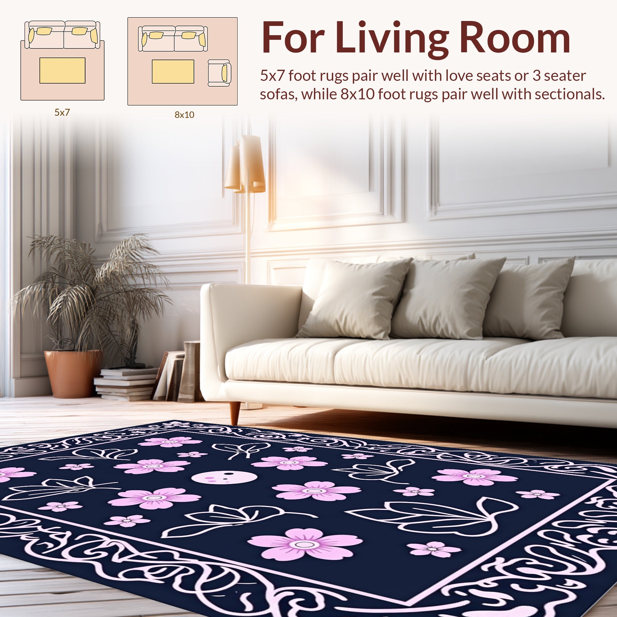 Pink Blossom Moon Pattern Rug
