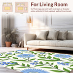 Blue Botanical Floral Pattern Rug