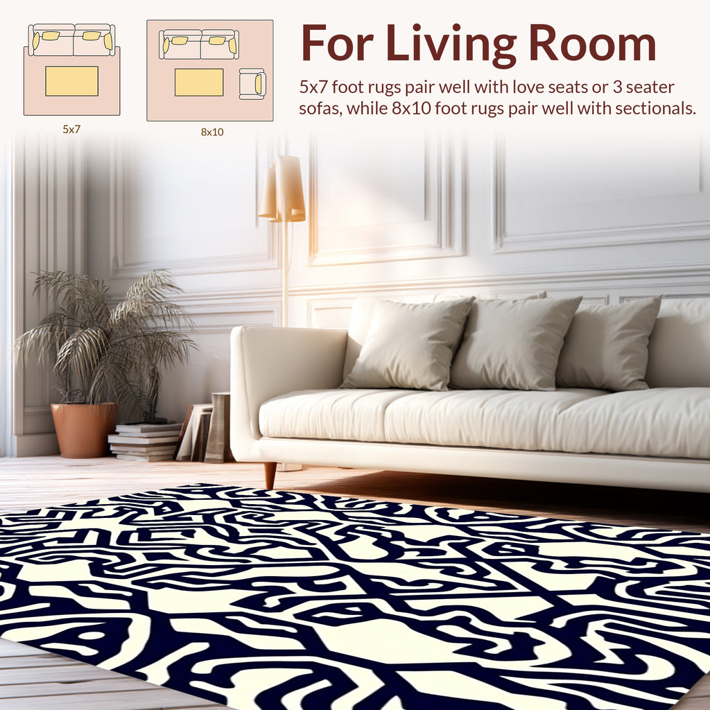 Abstract Black White Organic Pattern Rug