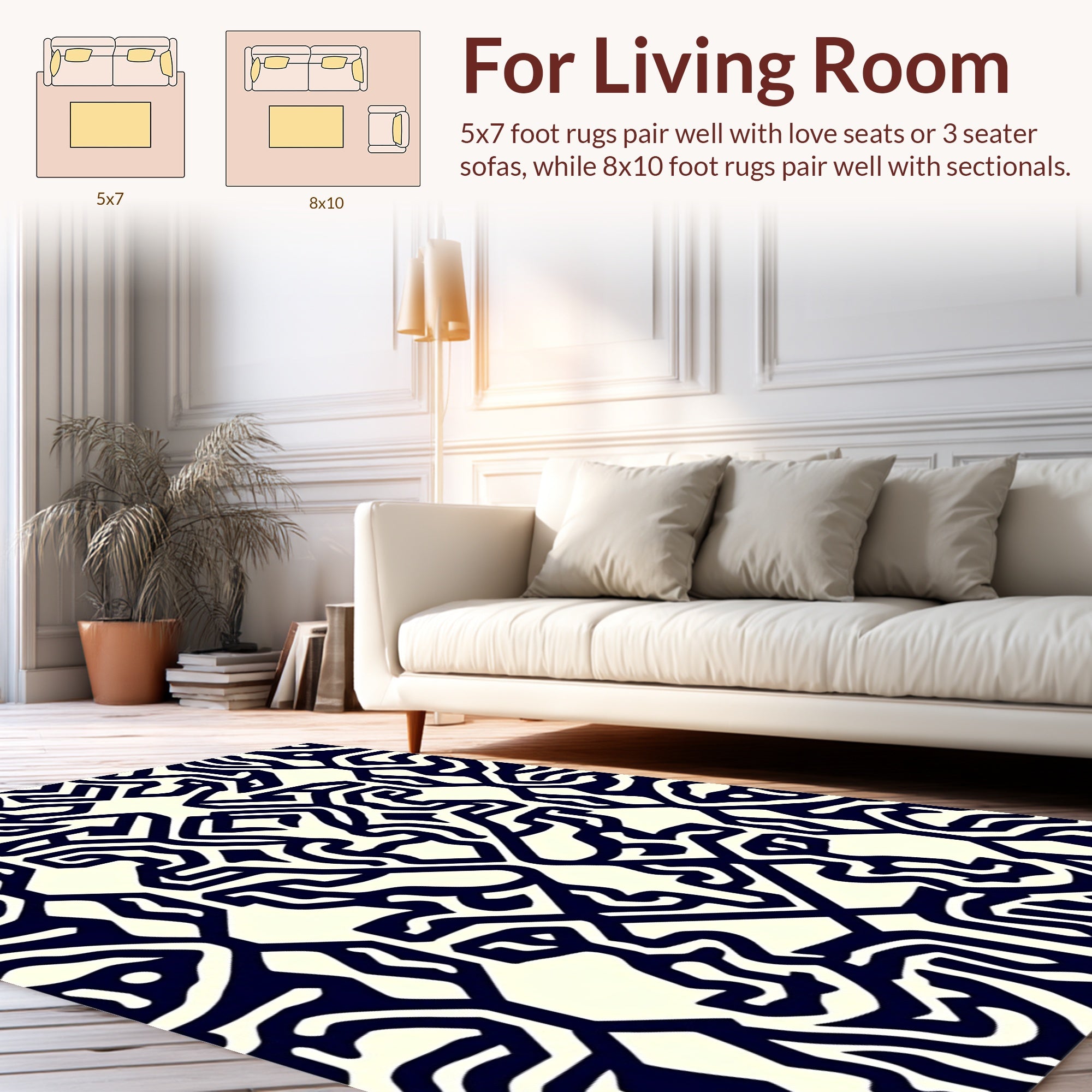 Abstract Black White Organic Pattern Rug