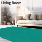 Teal Swirling Linear Flow Rug