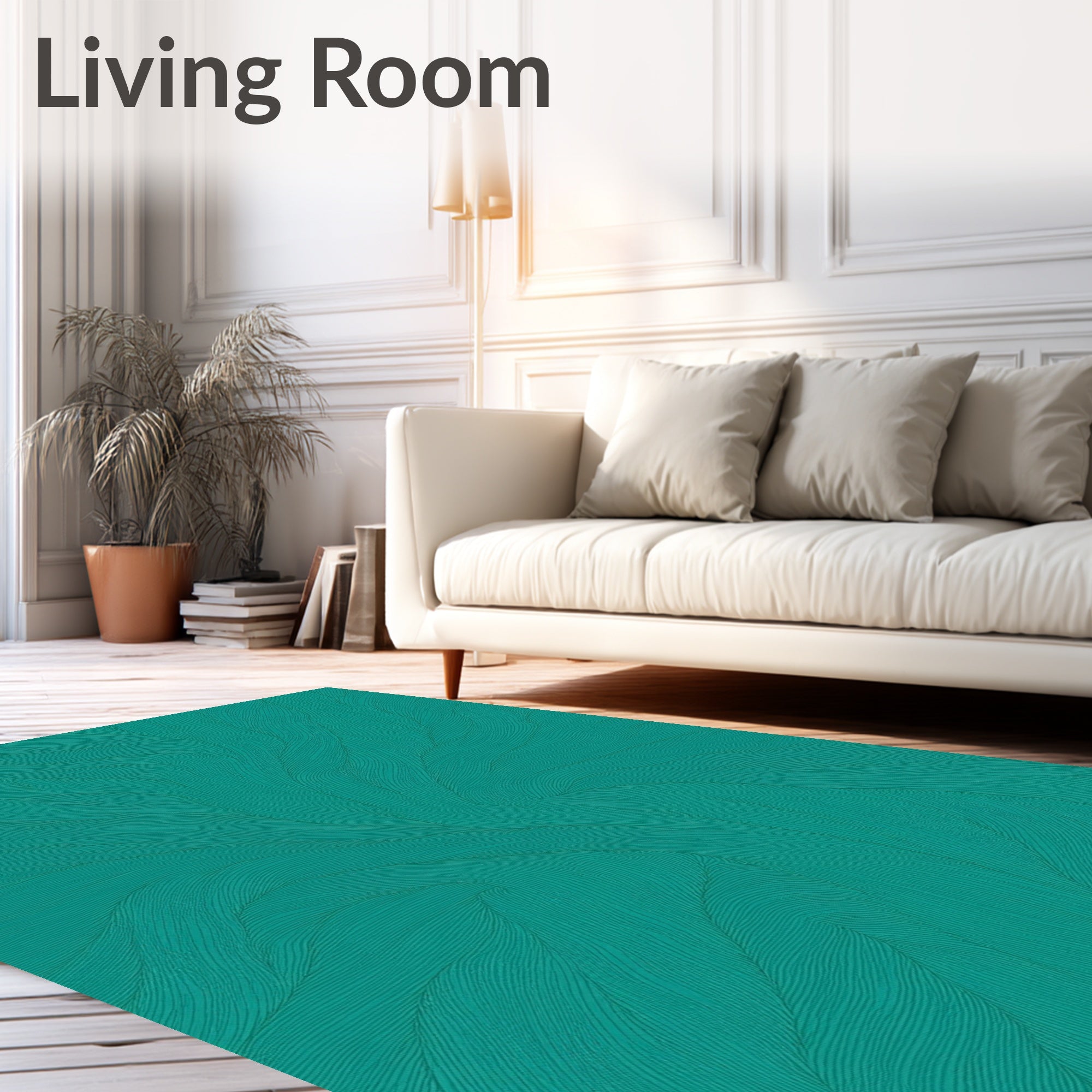 Teal Swirling Linear Flow Rug