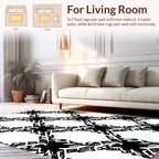 Bold Black White Interlocking Shapes Rug