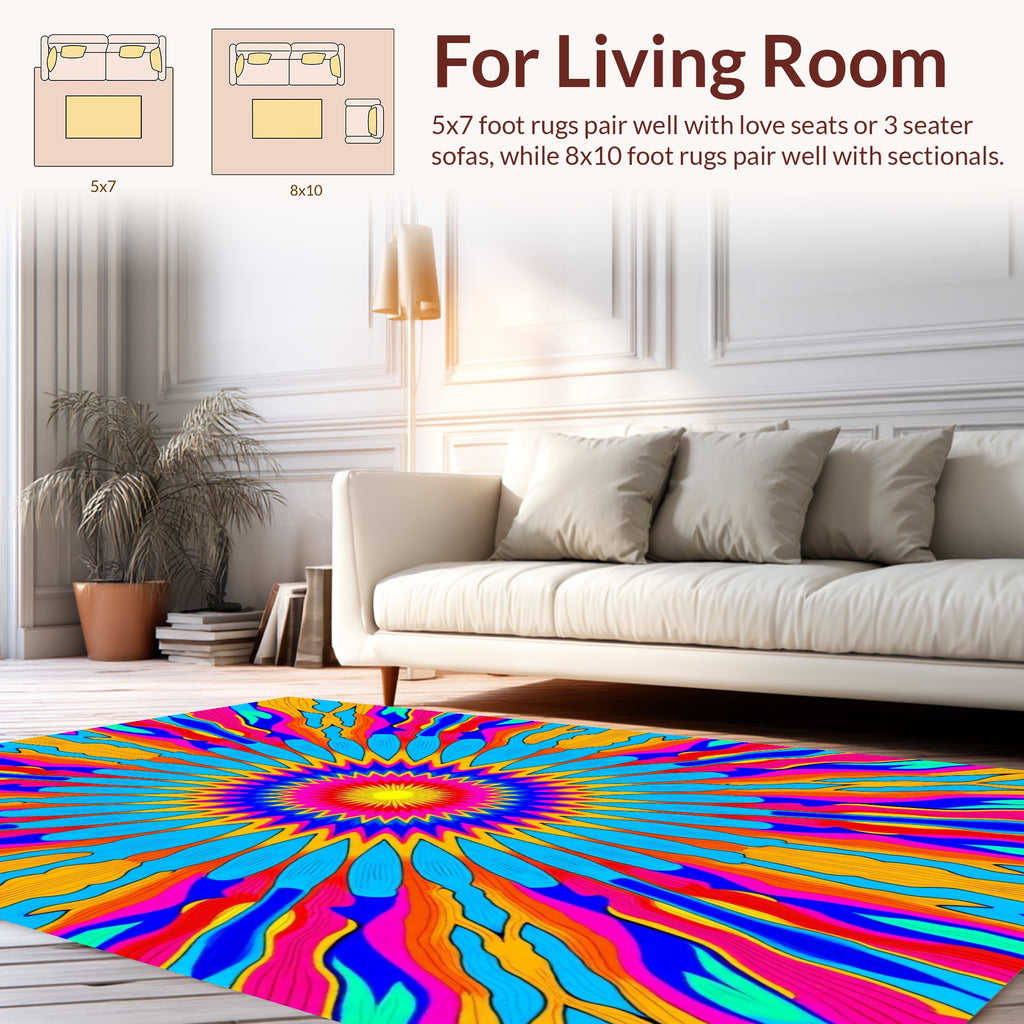 Vibrant Radial Sunburst Pattern Rug