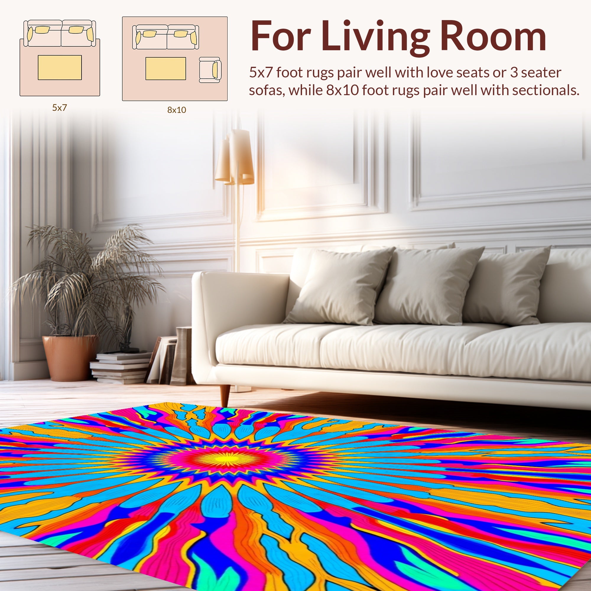 Vibrant Radial Sunburst Pattern Rug