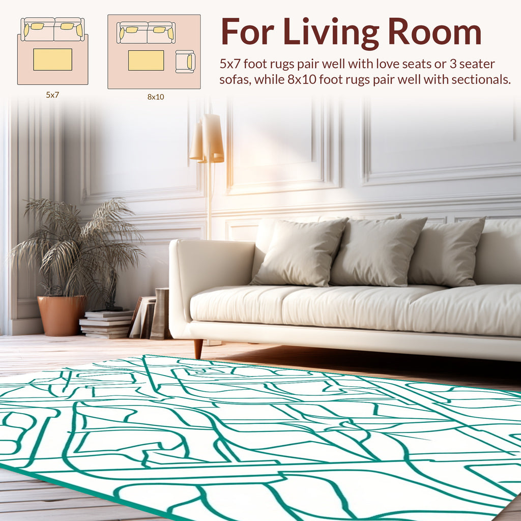Abstract Teal Intertwined Geometric Design Rug