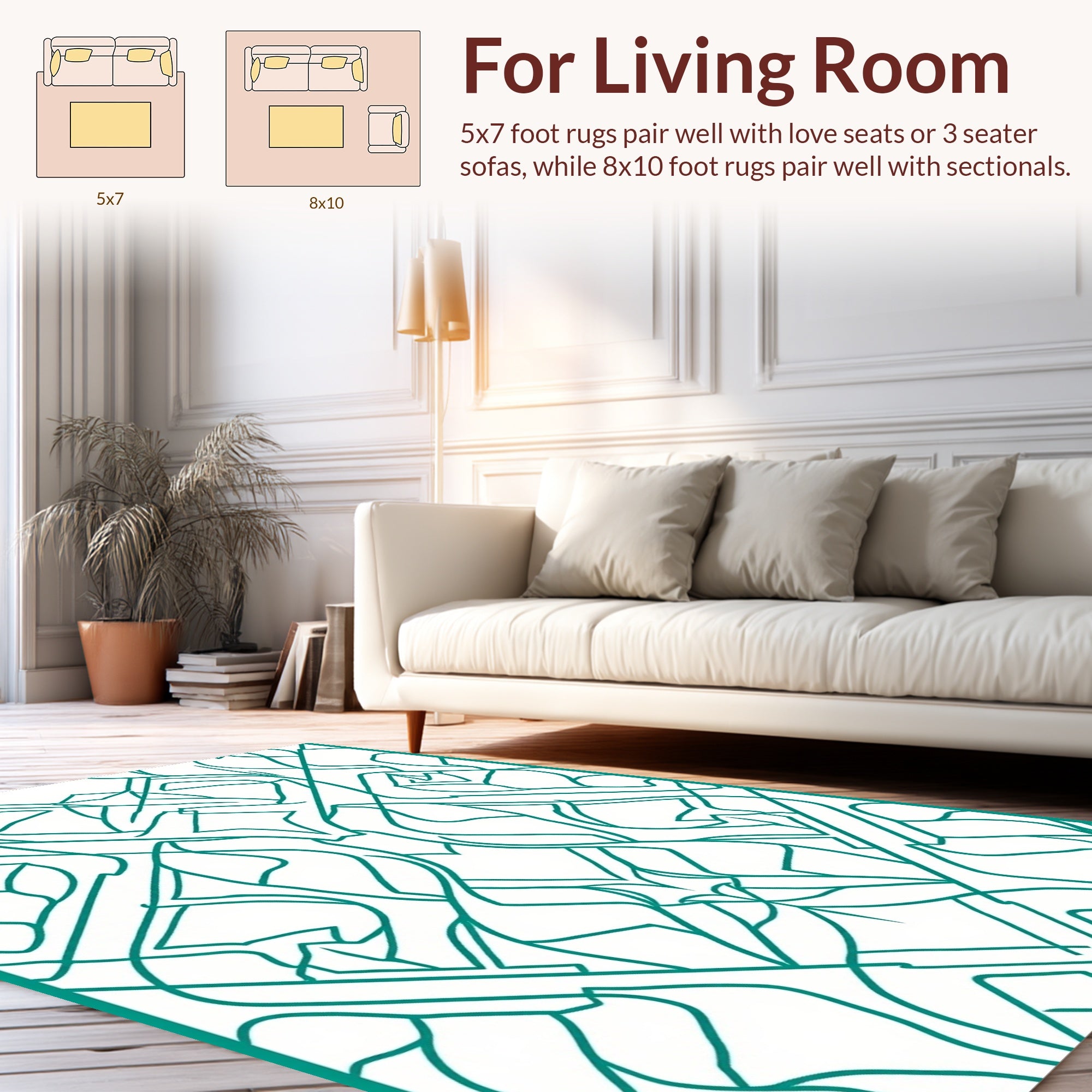 Abstract Teal Intertwined Geometric Design Rug