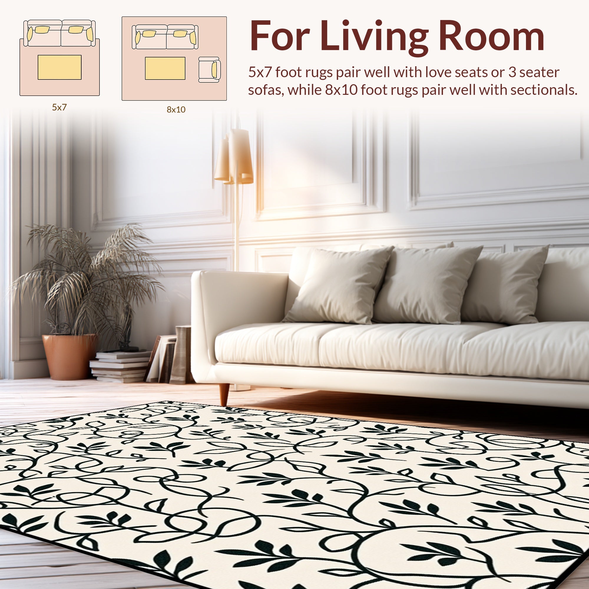 Vine And Leaf Swirl Pattern Rug