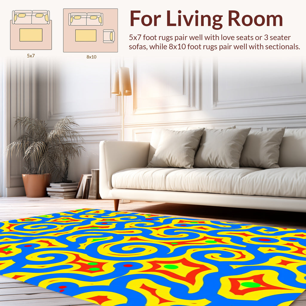 Bold Wavy Shape Pattern Design Rug
