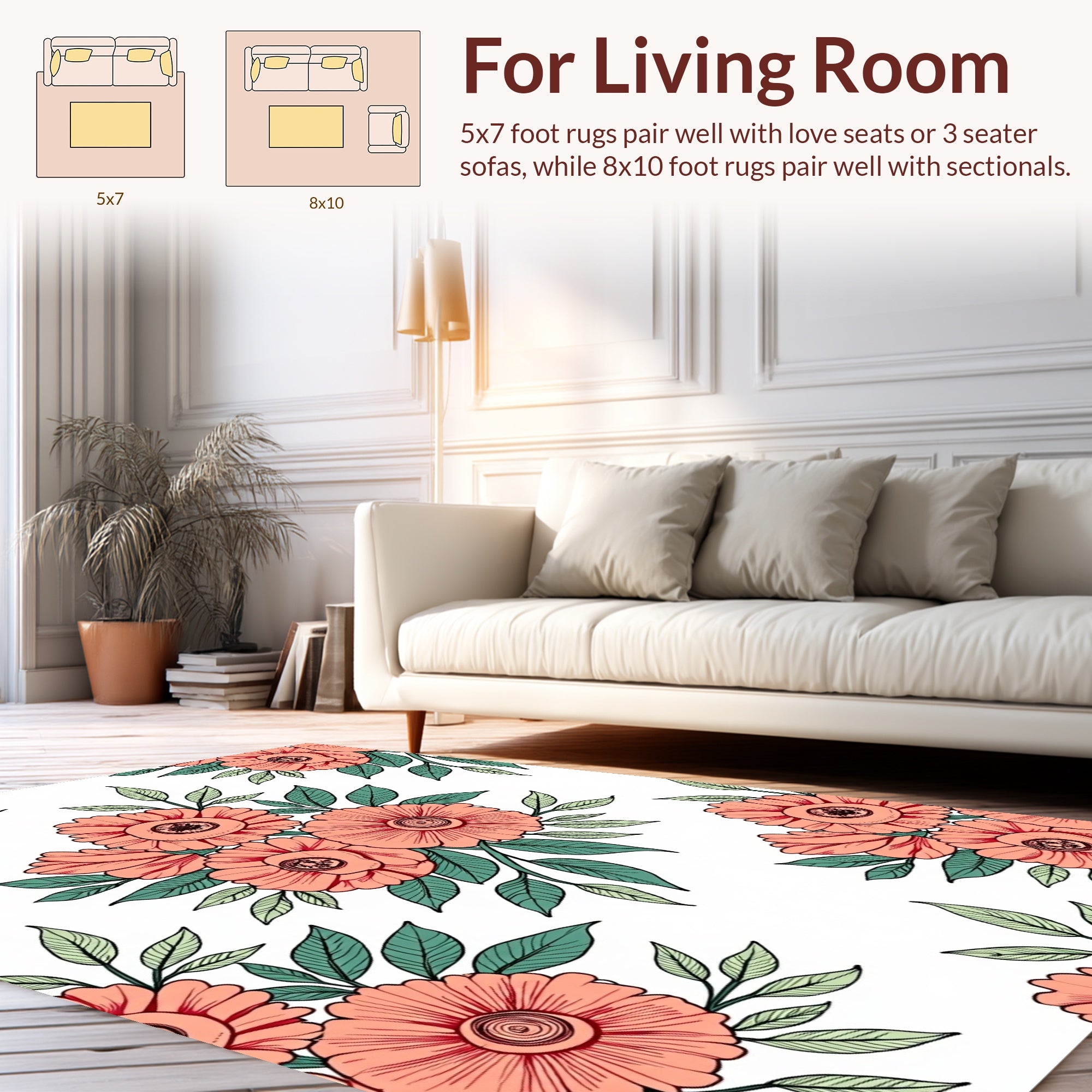 Coral Floral Pattern Delight Rug