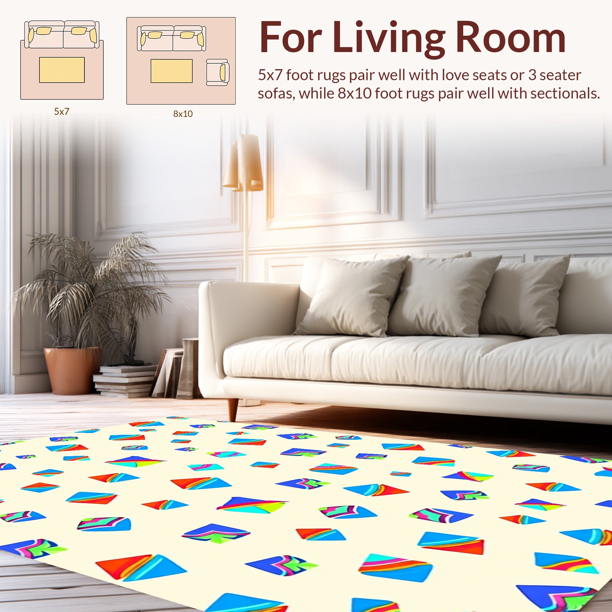 Abstract Colorful Diamond Pattern Rug