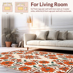 Vintage Floral Red Beige Arrangement Design Rug