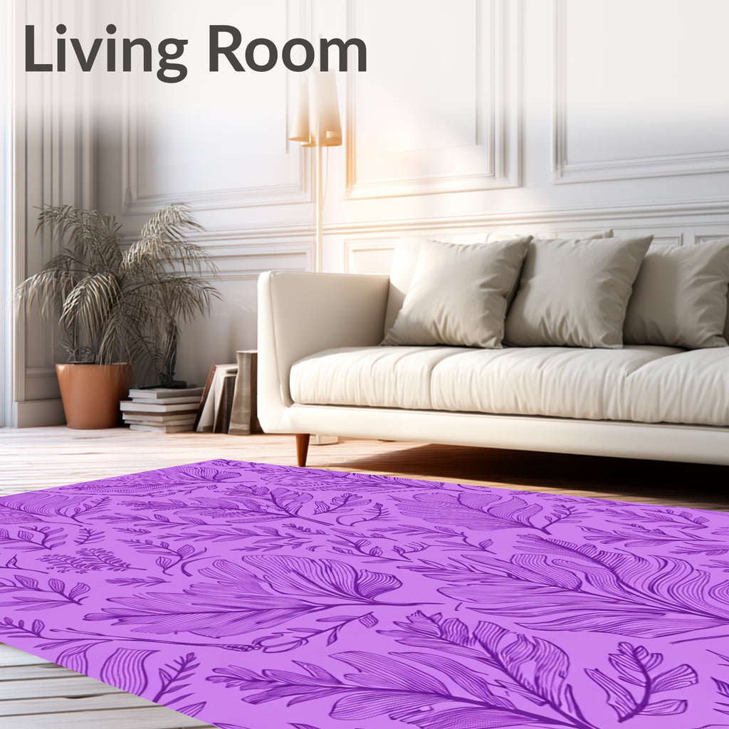 Amethyst Floral Outline Composition Rug