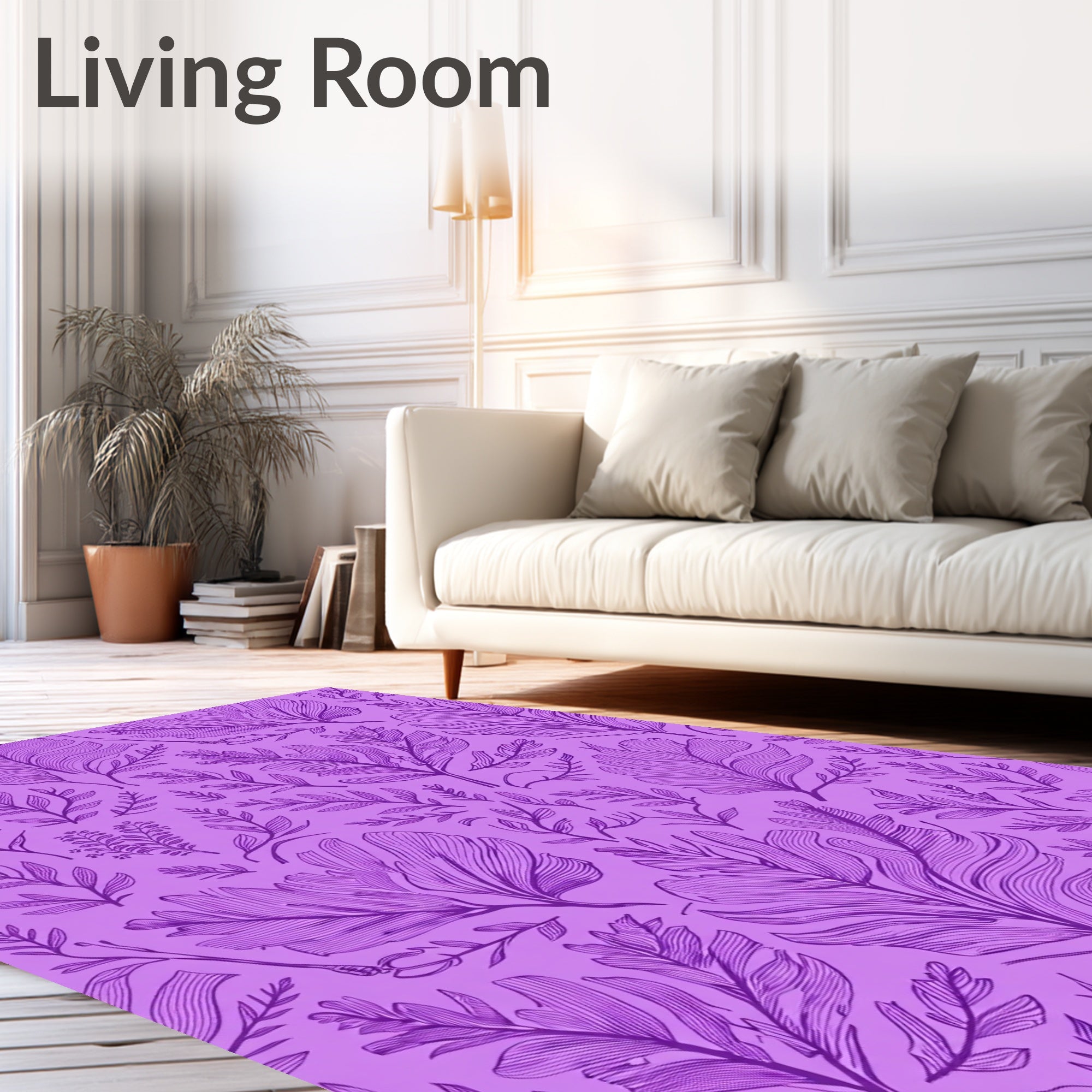 Amethyst Floral Outline Composition Rug