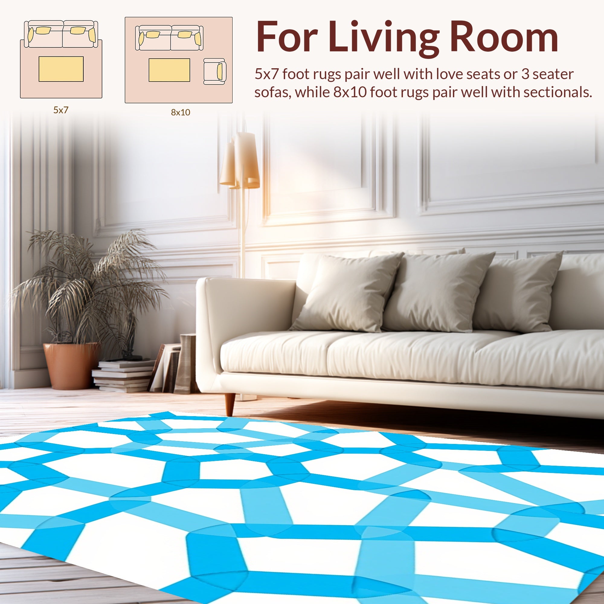Abstract Blue Interlocking Lines Rug