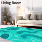 Aqua Swirl Agate Pattern Rug