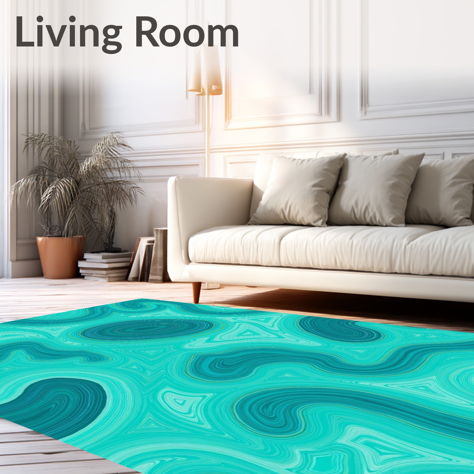 Aqua Swirl Agate Pattern Rug