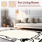 Whimsical Faces Swirling Border Rug