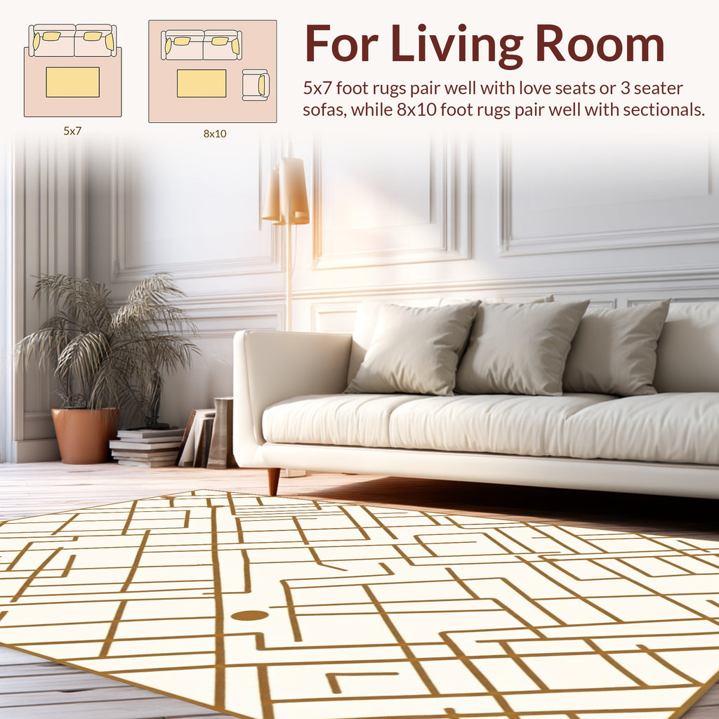 Abstract Labyrinth Geometric Pattern Rug