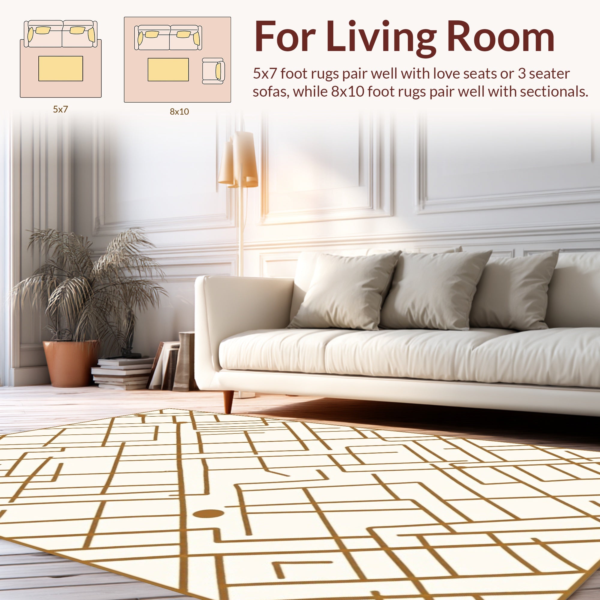 Abstract Labyrinth Geometric Pattern Rug