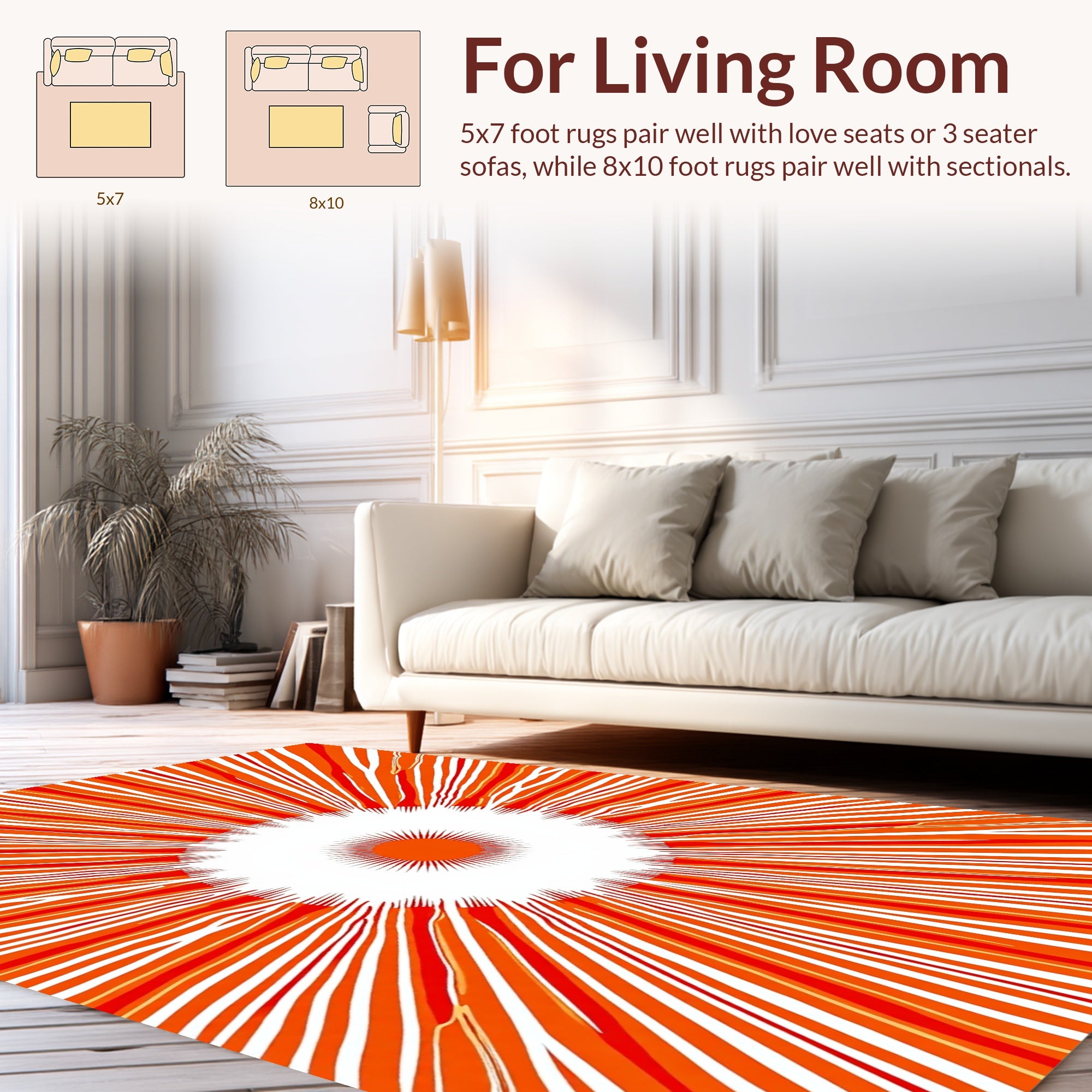 Radiant Sunburst Stripes Pattern Rug