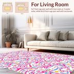 Abstract Swirl Pink Blue Yellow Pattern Rug