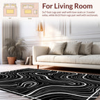 Abstract Black White Swirl Pattern Rug