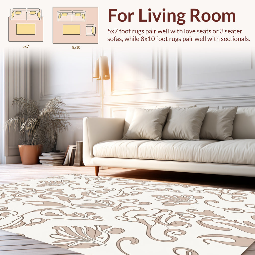 Elegant Floral Swirl Pattern Design Rug