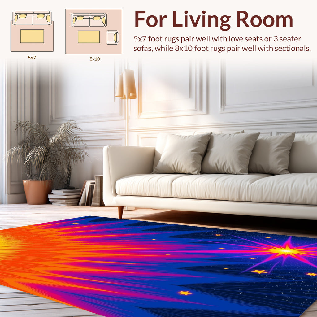 Vibrant Starburst Night Sky Rug