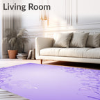 Whimsical Lavender Floral Vine Swirl Rug
