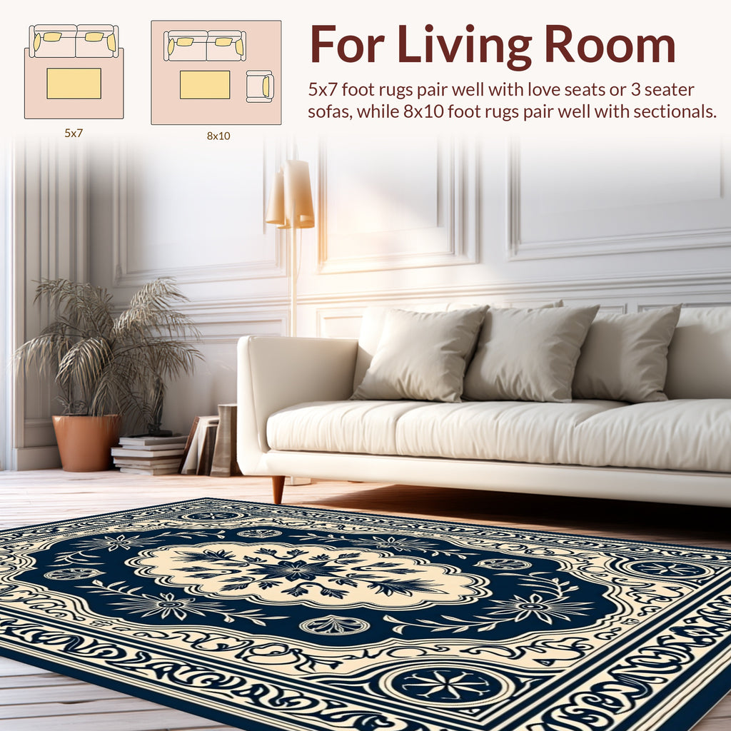 Classic Floral Inlay Pattern Rug