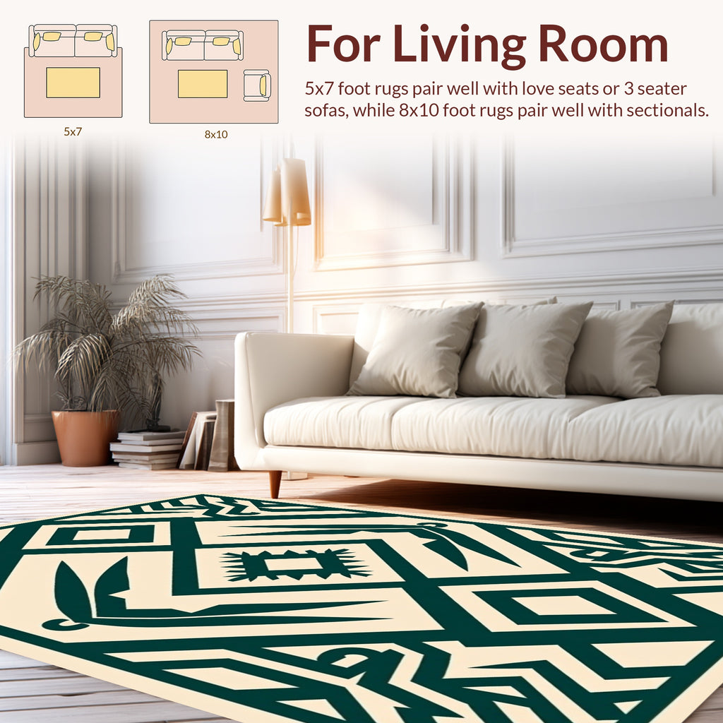 Bold Teal Geometric Diamond Rug
