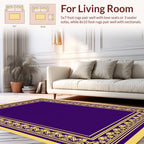 Ornate Golden Purple Geometric Border Rug