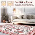 Classic Red Floral Vine Pattern Rug