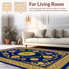 Ornate Floral Medallion Navy Rug