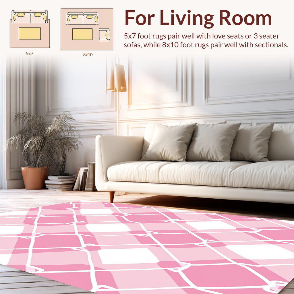 Pink Diamond Lattice Pattern Rug