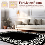 Classic Ornate Floral Border Pattern Rug