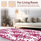 Crimson Floral Damask Pattern Rug
