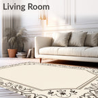 Ornate Floral Leaf Border Design Rug