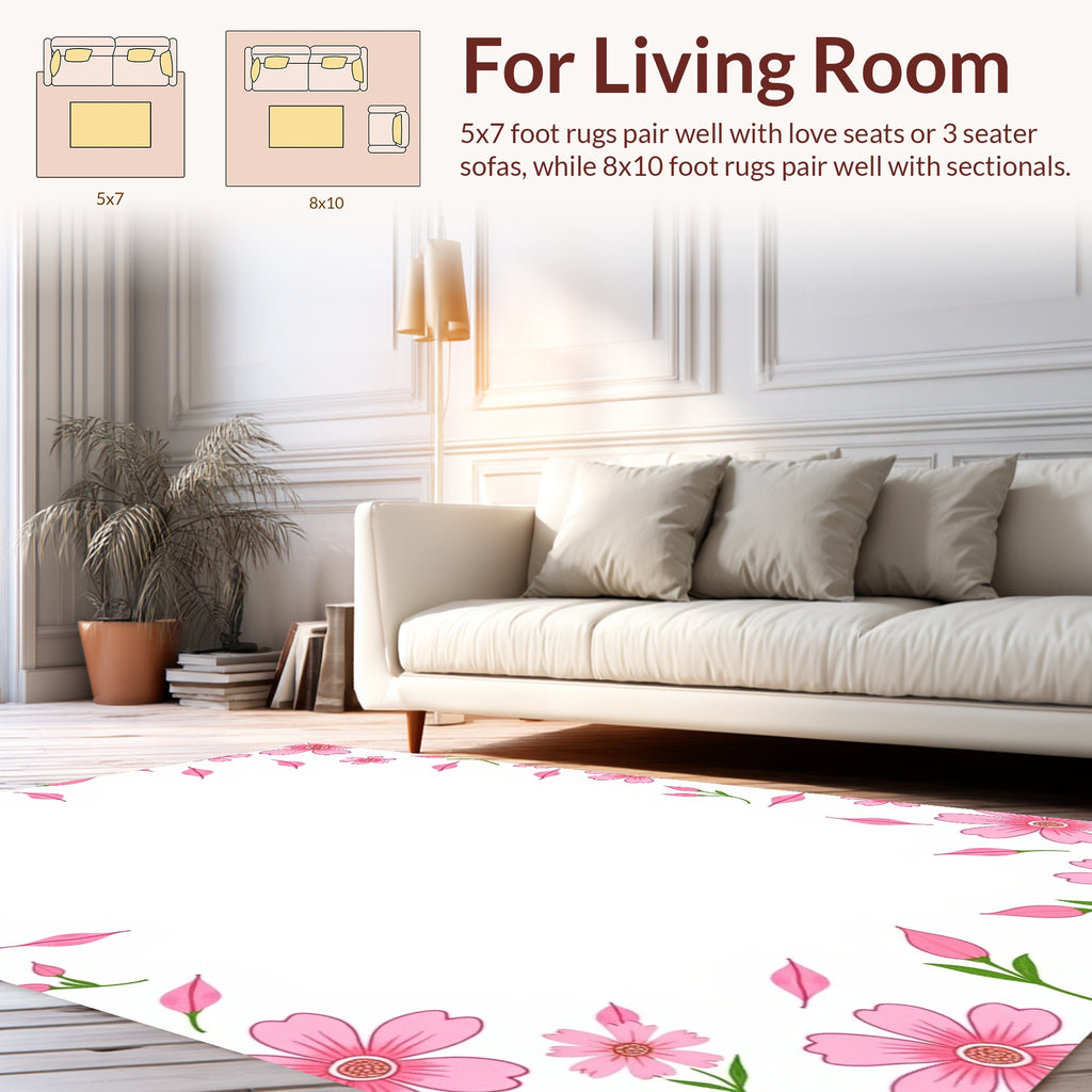 Pink Floral Garden Pattern Rug