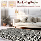 Intricate Black And White Linear Rug