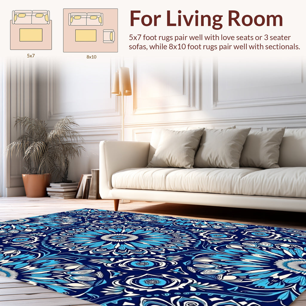Intricate Floral Mandala Pattern Design Rug