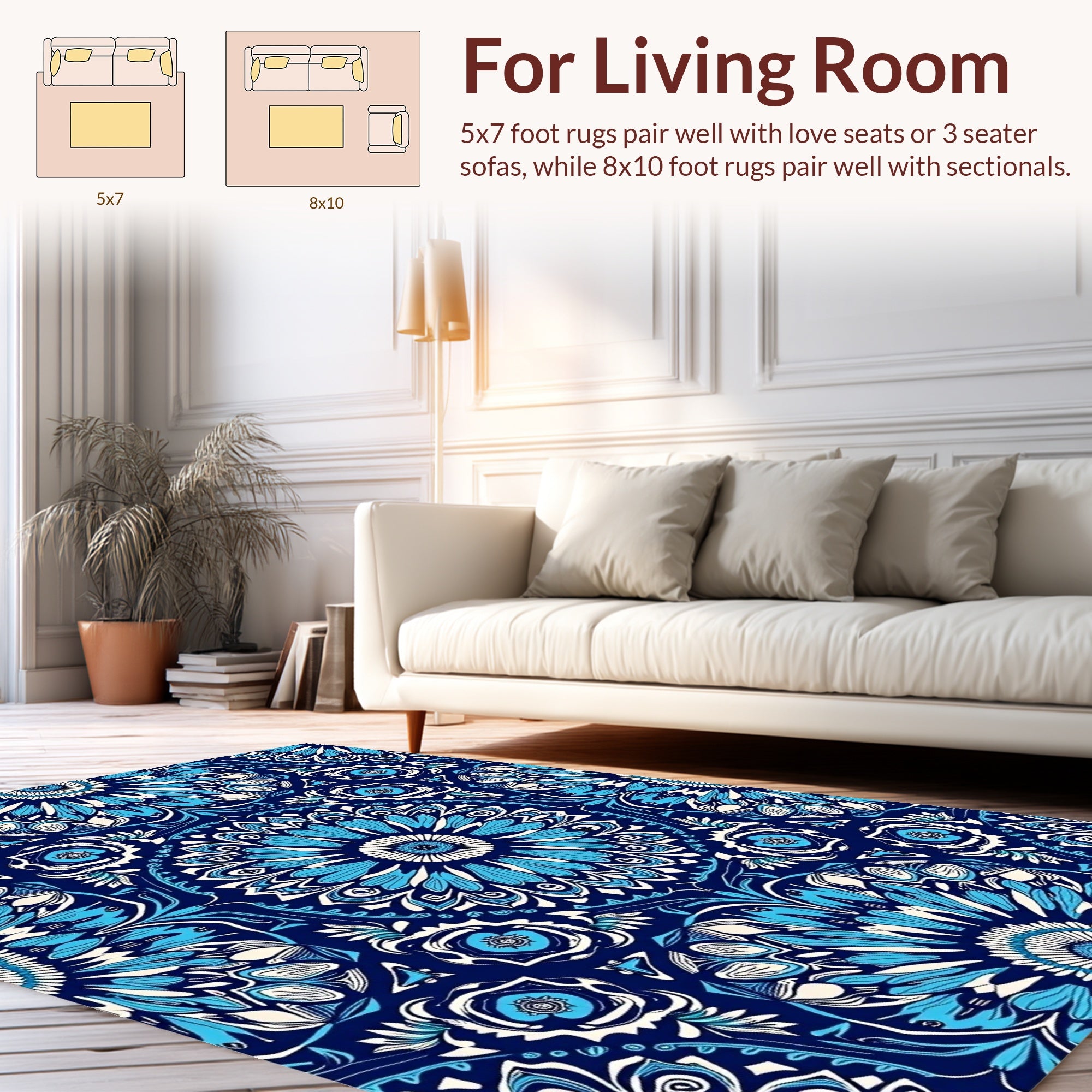 Intricate Floral Mandala Pattern Design Rug