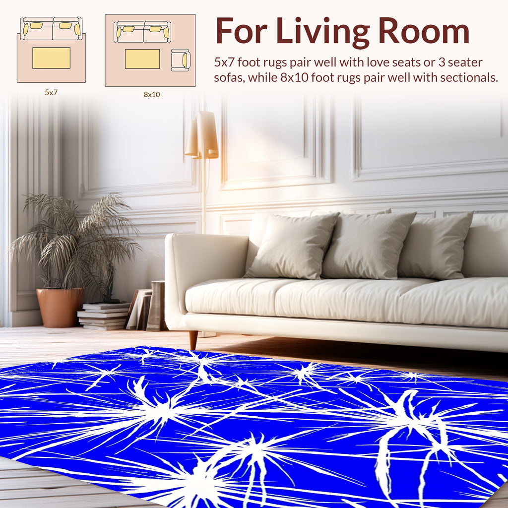White Starburst Blue Pattern Rug