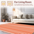 Vibrant Orange White Stripe Pattern Rug