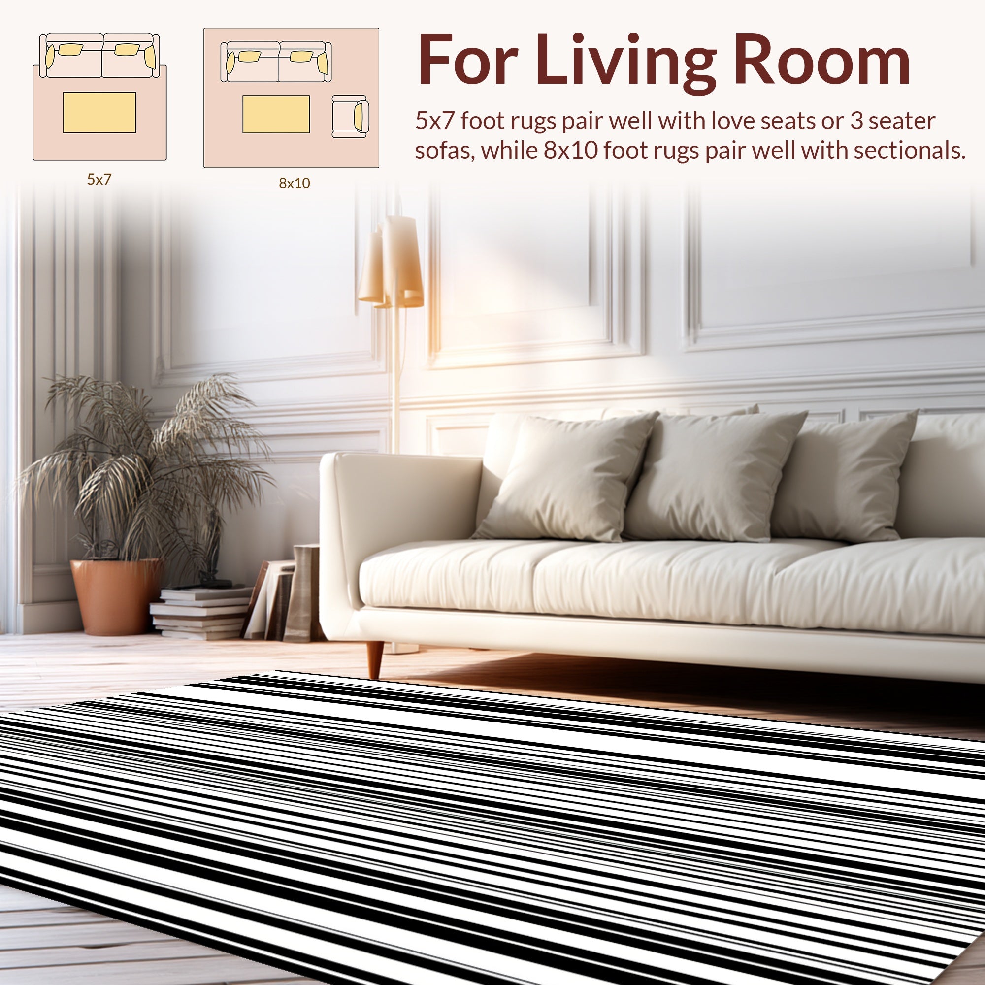Bold Vertical Line Pattern Rug
