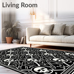 Macabre Black White Skull Repeat Rug