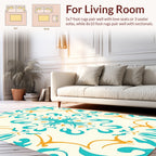 Aqua And Gold Symmetrical Pattern Rug